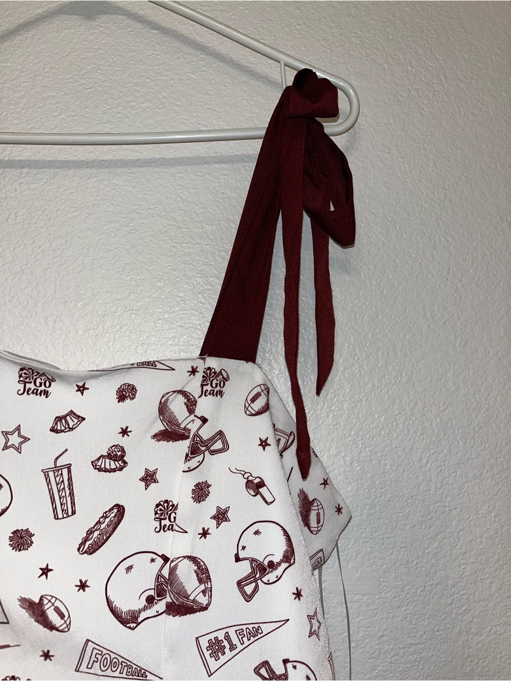 Francesca's Collections White Dress with Burgundy Print & Tie Straps - Picture 3 of 7